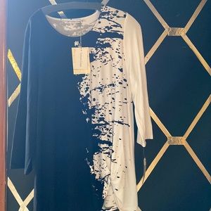 Lemon Grass Black & White splatter long sleeve blouse